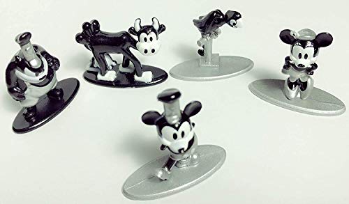 Jada Toys Disney Mickey, Minnie, Pete, Parrot und Clarabelle Pack 5 Figuren zum 90. Geburtstag, Mikey, Mehrfarbig (0801310300138), Bunt, 4 Centimeters von Jada Toys