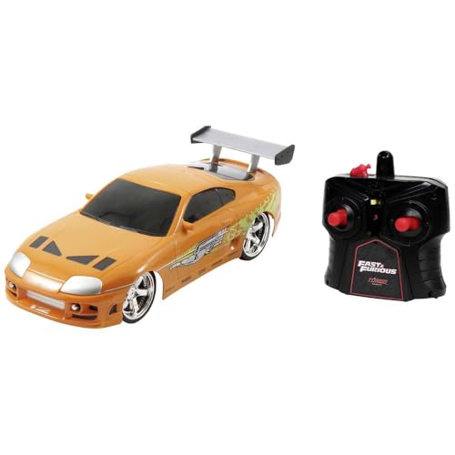 Jada Toys 253206006 Fast & Furious RC-Auto Brian's Toyota Supra-Orange, Ferngesteuertes Auto, Turbofunktion, 2-Kanal Funkfernbedienung, USB-Ladefunktion, inkl. Batterien, 1:16, orange von Jada Toys