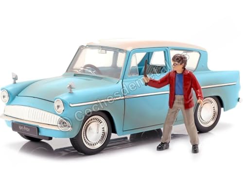 Jada JA31127 1:24 1959 Ford Anglia mit Harry Potter Figur, rostig blau von Jada Toys