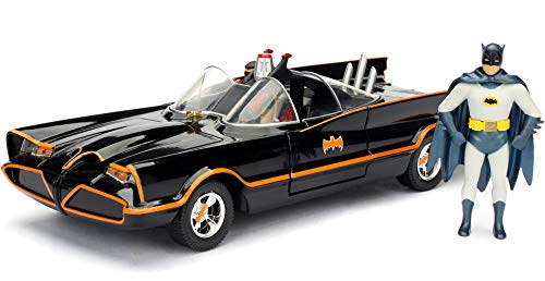 Jada Toys – 98259bk – Batmobil – 1966 Version – mit Figuren – Maßstab 1/24 – Schwarz/Rot von Jada Toys