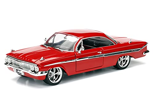 Jada Toys Fast & Furious 8 Dom's 1961 Chevy Impala, Auto, Tuning-Modell im Maßstab 1:24, zu öffnende Türen, Motorhaube und Kofferraum, Freilauf, rot von Jada Toys