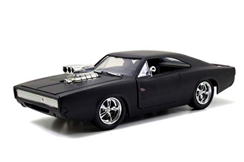 Jada Toys 253203012 Fast & Furious Dom's Dodge Charger Street, Auto, Tuning-Modell im Maßstab 1:24, zu öffnende Türen, Motorhaube und Kofferraum, schwarz von Jada Toys