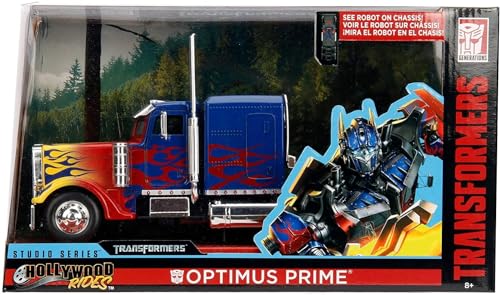 Jada Toys Transformers T1 Optimus Prime, Spielzeugauto aus Die-cast, Auto, Maßstab 1:24, blau/rot von Jada Toys