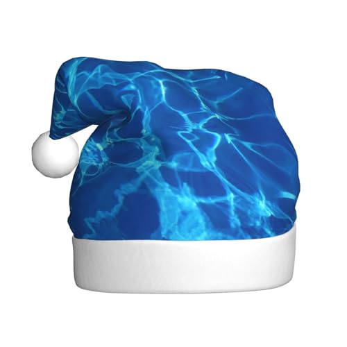 Jadery Blaue Aqua Pool Wasser Santa Hut, Unisex Weihnachtsmütze Weihnachtsmütze für Erwachsene Neujahr Festliche Party Weihnachtszubehör von Jadery