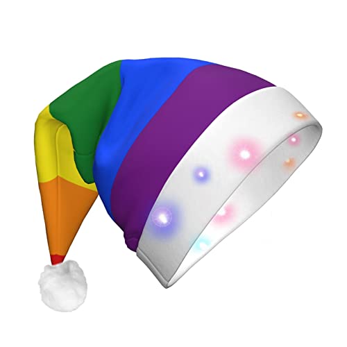 Jadery Regenbogen-Weihnachtsmannmütze, beleuchtet, Unisex, Weihnachtsmütze für Erwachsene, Neujahr, festliche Party, Weihnachtszubehör von Jadery
