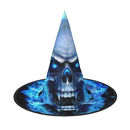 Jadery Spooktacular Blue Flame Skull Halloween Hexenhut - Perfektes Accessoire für Ihr Hexenkostüm von Jadery