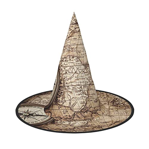 Jadery Spooktacular Kompass Karte Nautischer Halloween Hexenhut - Perfektes Accessoire für Ihr Hexenkostüm von Jadery