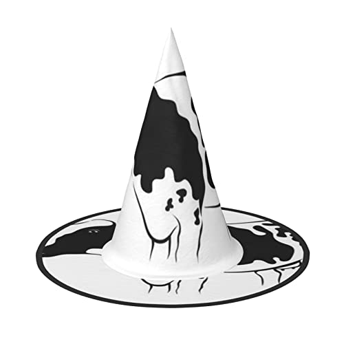 Jadery Spooktacular Kuh in Schwarz und Weiß Halloween Hexenhut - Perfektes Accessoire für Ihr Hexenkostüm von Jadery