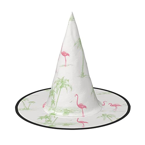 Jadery Spooktacular Pink Flamingos Halloween Hexenhut - Perfektes Accessoire für Ihr Hexenkostüm von Jadery