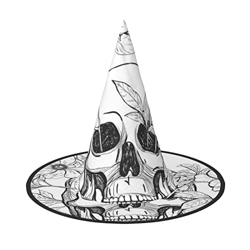 Jadery Spooktacular Totenkopf mit Blume und Schmetterlingen Halloween Hexenhut - Perfektes Accessoire für Ihr Hexenkostüm von Jadery