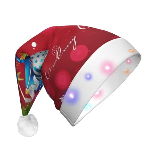 Jadery Weihnachtsmütze mit Ball, beleuchtet, Unisex, Weihnachtsmütze für Erwachsene, Neujahr, festliche Party, Weihnachtszubehör von Jadery