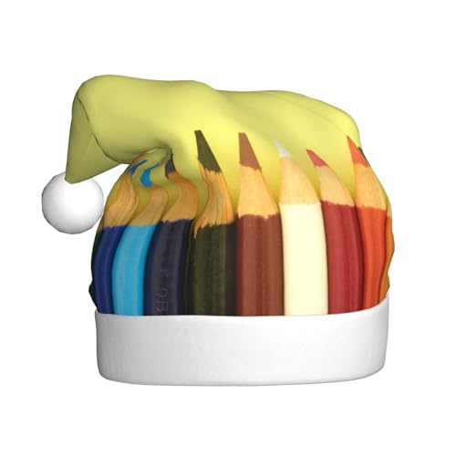 Jadery Weihnachtsmütze mit bunten Bleistiften, Unisex, Weihnachtsmütze für Erwachsene, Neujahr, festliche Party, Weihnachtszubehör von Jadery