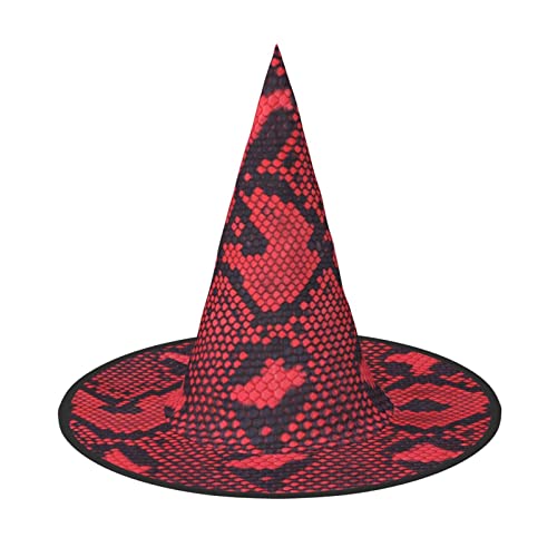 Spooktacular Red Snake Pattern Halloween Hexenhut - Perfektes Accessoire für Ihr Hexenkostüm von Jadery