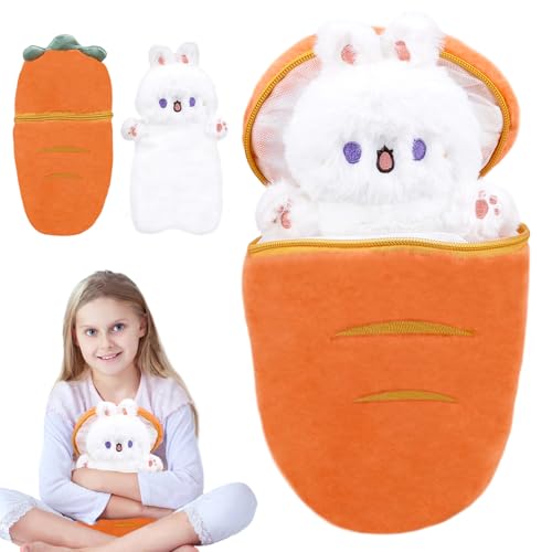 Hasen Verstecken, Kuscheltier Hase, Osterhase PlüSchtier, Karotten Hase Mit ReißVerschluss, Verwandelt Sich In EIN Kleines Kaninchen Obst Puppe PlüSch Spielzeug Geschenke FüR Jungen Und MäDchen von Jadyon