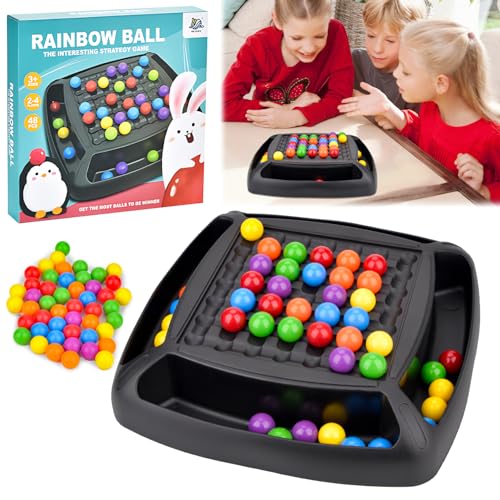 Intellektuelles Schachbrett, Elimination Brettspiel, Schachbrett Doppelduell, Intellectual Chessboard Dual Duel mit 48pcs Bead, Puzzle Chess Board Rainbow Ball Elimination Game füR Kinder Erwachsene von Jadyon