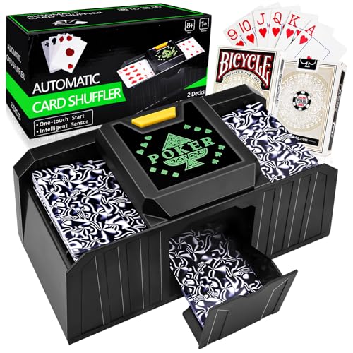 Jadyon Kartenmischmaschine, Kartenmischmaschine Elektrische 1-2 Decks, Automatischer Spielkartenmischer, USB/Batteriebetriebener Kartenmischmaschine Kartenmischer für Poker, Texas Hold'em, Blackjack von Jadyon