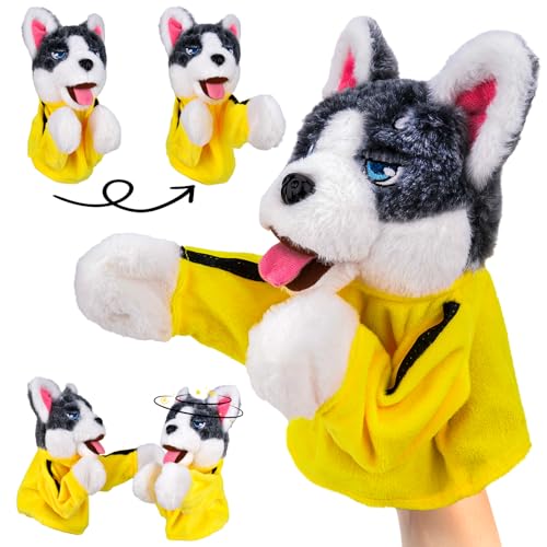 Kung Fu Animal Toy Husky Gloves Doll Children's Game Plush Toys, Kung Fu Husky Dog Toy, Kung Fu Tierspielzeug mit Geräuschen, Handpuppe für Kinder und Erwachsene Geburtstagsgeschenke. von Jadyon