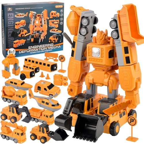 Magnetischer Verformung Roboter Baustellenfahrzeuge Auto Spielzeugset, Magnetische Bauwelt, Magnetische Transformers Spielzeug FüR Kinder, Diy Roboter Spielzeug Bausteine Geschenk FüR 3+ Kinder von Jadyon