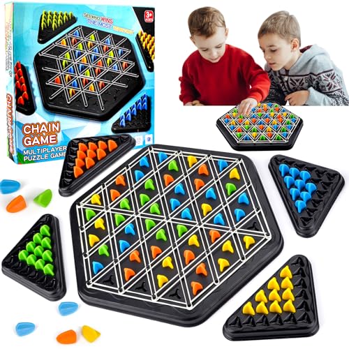 Triggle Spiel, Triggle Spiel mit Gummibänder, Triggle-Gummiband-Spiel, Ketten Dreieck Spiel, Brettspiele Dreieck Interaktives Steckspiel, Strategiespiel für Familientreffen von Kindern und Erwachsenen von Jadyon