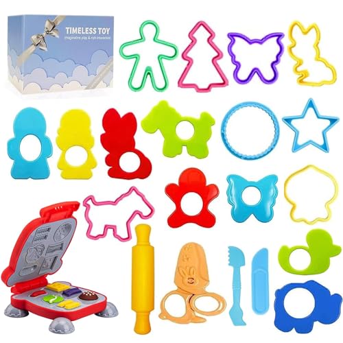 Jaeespon Knete Zubehör für Kinder- Playdough Set inclus Formen Formen Stempel Hamburger Schere Nudelholz und Aufbewahrungsbox, Party Favors Set für Alter 3+ von Jaeespon