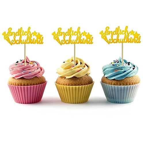 12Pcs Schulkind 2023 Cake Topper Einschulung,Deko Einschulung Cupcake Deko, Kuchendeko Schulanfang,Endlich Muffin Deko Schulanfang Tortendeko Mädchen und Junge Cupcake Topper Schulanfang Kuchen von Jaesy Lee