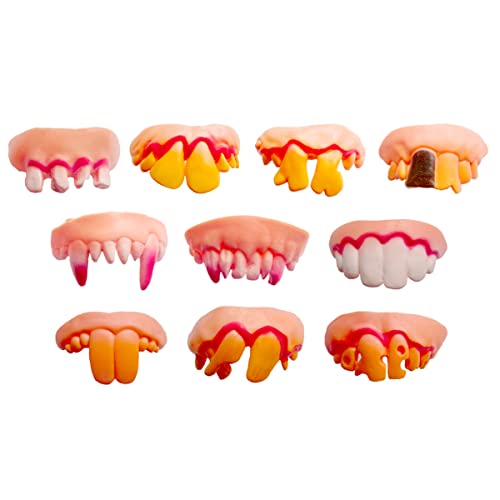 Jagowa 10 Stück Halloween hässliche künstliche Zähne Vampirzähne Gummi lustige Zahnersatz Demon Gag Zähne für Halloween Kostüm Spielparty von Jagowa