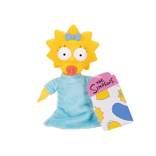 Das Simpsons-Maggie-Plüschtier, 20 cm, offiziell lizenziert, weiches Plüschtier mit geformtem Kopf, sehr detailliertes und ausdrucksstarkes Design, zum Sammeln der gesamten Simpsons-Familie von Jakks Pacific