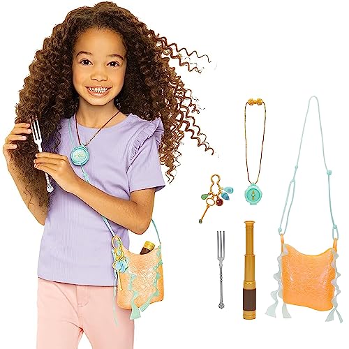 Disney The Little Mermaid Arielle Schatztasche mit abnehmbarem Schlüsselring und Charms, erweiterbares Spionageglas, Kompass und Dinglehopper Gabel von Disney