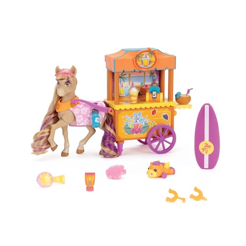 Jakks Pacific Wild Manes Pferdespielzeug für Mädchen, Bailey-Spielzeugpferd mit beweglichen Vorderbeinen, Boba-Wagen auf Rädern und Getränken, für Kinder ab 3 Jahren von Jakks Pacific