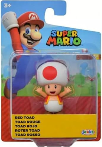 Super Mario Red Toad 6,3 cm Figur (Verpackung kann variieren) von Jakks Pacific