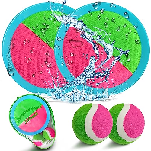 Jalunth Klettballspiel Klettball Strandspielzeug Strandspiele Wurfspiel Kinder Erwachsene Garten Outdoor Draußen Strand Wasserdicht Spielzeug Spiele 3 4 5 6 7 8 9 Jahre Mädchen Junge Ostern Geschenke von Jalunth