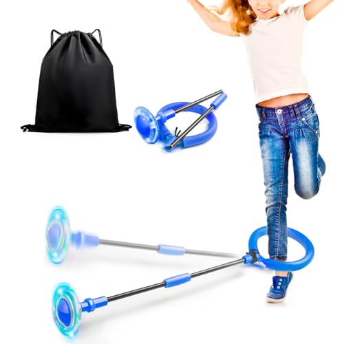 Jalunth Springring Fußkreisel Swing Wheel Outdoor Draußen Garten Draussen Blinkt Skip Ball Spielzeug Spiele Kinder Erwachsene Junge Mädchen 5 6 7 8 9 10 11 12 13 Jahre Kindertag Geschenk mit Lichtrad von Jalunth