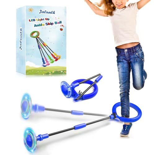 Jalunth Springring Fußkreisel Swing Wheel Outdoor Draußen Garten Draussen Blinkt Skip Ball Spielzeug Spiele Kinder Erwachsene Junge Mädchen 5 6 7 8 9 10 11 12 13 Jahre Kindertag Geschenk mit Lichtrad von Jalunth