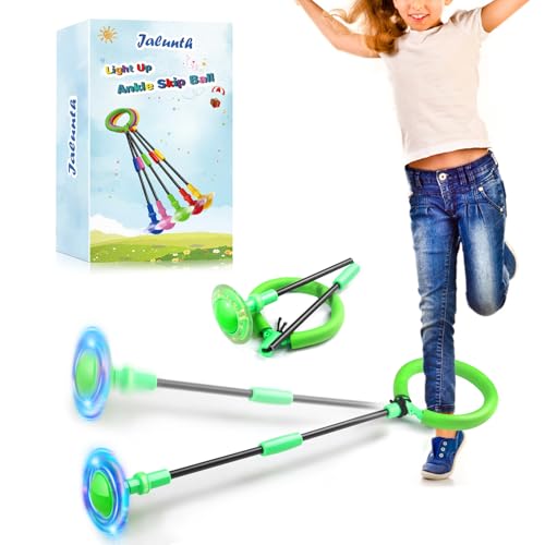 Jalunth Springring Fußkreisel Swing Wheel Outdoor Draußen Garten Draussen Spielzeug Spiele Sachen Kinder Erwachsene Jungen Mädchen 5 6 7 8 9 10 11 12 13 Jahre Ostern Geschenke mit Coole Lichtrad von Jalunth