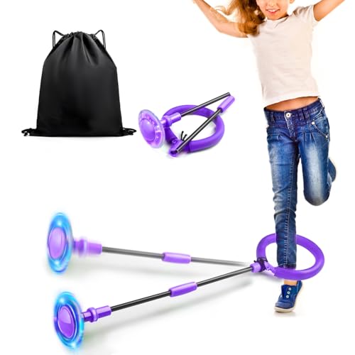 Jalunth Springring Fußkreisel Swing Wheel Outdoor Draußen Garten Strand Blinkt Skip Ball Spielzeug Spiele Kinder Erwachsene Jungen Mädchen 5 6 7 8 9 10 11 12 13 Jahre Geburtstag Geschenke mit Lichtrad von Jalunth