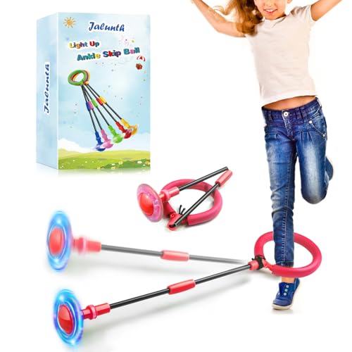 Jalunth Springring Fußkreisel Swing Wheel Outdoor Draußen Garten Draussen Blinkender Spielzeug Spiele Kinder Erwachsene Jungen Mädchen 5 6 7 8 9 10 11 12 13 Jahre Nikolaus Geschenke mit LED Licht Rad von Jalunth