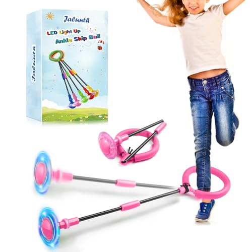 Jalunth Springring Fußkreisel Swing Wheel Outdoor Draußen Garten Strand Draussen Blinkt Spielzeug Spiele Kinder Erwachsene Jungen Mädchen 5 6 7 8 9 10 11 12 13 Jahre Geburtstag Geschenke mit Lichtrad von Jalunth