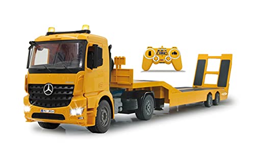 JAMARA 405107 - Tieflader Mercedes Arocs 1:20 2,4GHz - An- und Abkoppeln , Tiefladerabstützung + Rampe hoch/runter, Hupe, Rückfahrwarnsound, realistischer Motorsound, 2 Geschwindigkeitsstufen von JAMARA