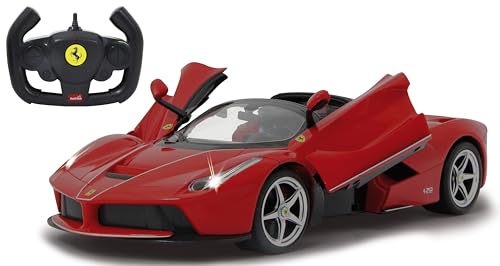 JAMARA 405150 - Ferrari LaFerrari Aperta 1:14 27MHz Driftmodus - Türen öffnen, offiziell lizenziert, ca 1 Std Fahrzeit, ca. 11 Kmh, LED Licht, perfekt nachgebildete Details, detaillierter Innenraum, Rot von JAMARA