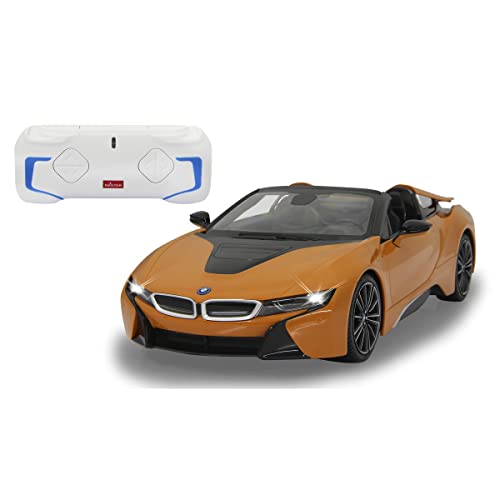 JAMARA 405183 - BMW I8 Roadster 1:12 2,4GHz - offiziell lizenziert, bis zu 1 Stunde Fahrzeit bei ca. 11 Kmh, perfekt nachgebildete Details, hochwertige Verarbeitung, orange von JAMARA