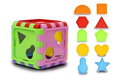 JAMARA 460579 - Formwürfel Creative Cube - fördert spielerisch die feinmotorischen Fähigkeiten, 10 Formen in 5, Je 2 Einschubformen an 5 Seiten, Spiegel, mehrfafbig von JAMARA