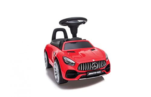 JAMARA 460607 - Rutscher Mercedes-Benz AMG GT - Kofferraum unter der Sitzfläche, Schub-und Haltegriff, Hupe und Sound am Lenkrad, originalgetreue Optik, Kippschutz, rot von JAMARA