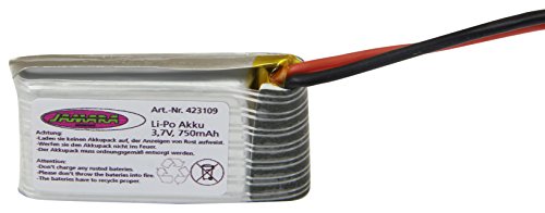 Jamara Jamara423109 Lithium-Polymer-Akku, 3,7 V 750 mAh 2,77 Wh, für F1X-Quadrocopter von JAMARA