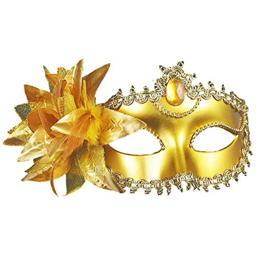 Jamron Damen Elegant Kostüm Maske mit Strass/Feder für Masquerade Party Abschlussball Halloween Karneval Gold SN070310 Jamron Damen Elegant Kostüm Maske mit Strass/Feder für Masquerade Party Abschlussball Halloween Karneval Gold SN070310 von Jamron