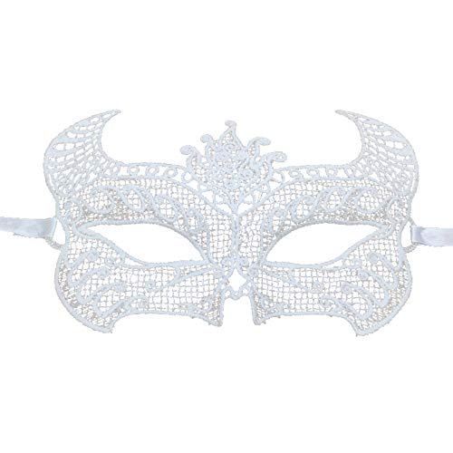 Jamron Damen Elegant Weiß Spitzen Augenmaske für Masquerade Halloween Party Abschlussball Karneval Kostüm Maske SN07830 Ochsenkopf von Jamron