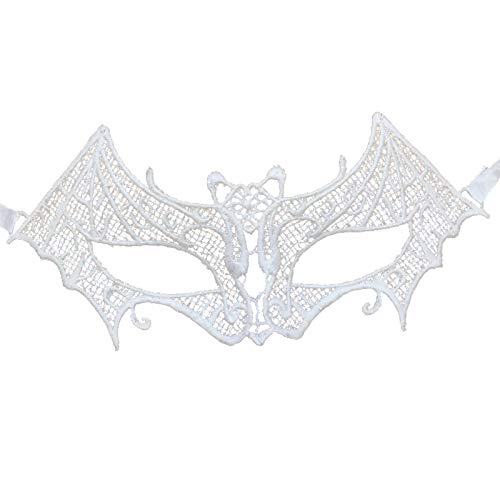 Jamron Damen Elegant Weiß Spitzen Augenmaske für Masquerade Halloween Party Abschlussball Karneval Kostüm Maske SN07830 Schläger von Jamron