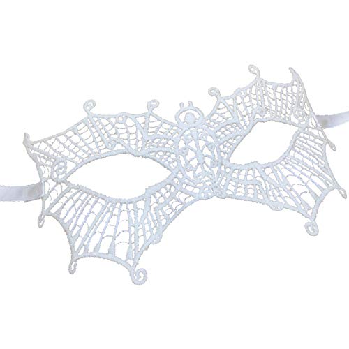 Jamron Damen Elegant Weiß Spitzen Augenmaske für Masquerade Halloween Party Abschlussball Karneval Kostüm Maske SN07830 Spinne von Jamron