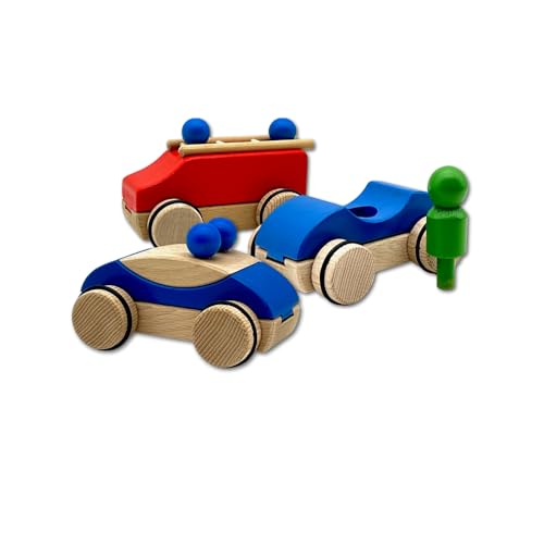 Jamso Design PuzzleMobil Holzauto Bauset im Stoffbeutel mobiler Bauspaß Spielset Holz Baukasten Holzpuzzle Taufgeschenk von Jamso Design