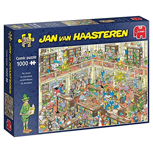 Jan van Haasteren Puzzle 1000 Teile - Die Bibliothek – ab 12 Jahren – Comic Puzzle von Jan van Haasteren