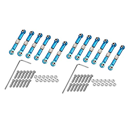 Janasiba 12 Stücke Einstellbare Metall GestäNge Zug Stange Vorne/Hinten Servo Link für A949 A959 A969 A979 K929 RC Auto Upgrade, Blau von Janasiba